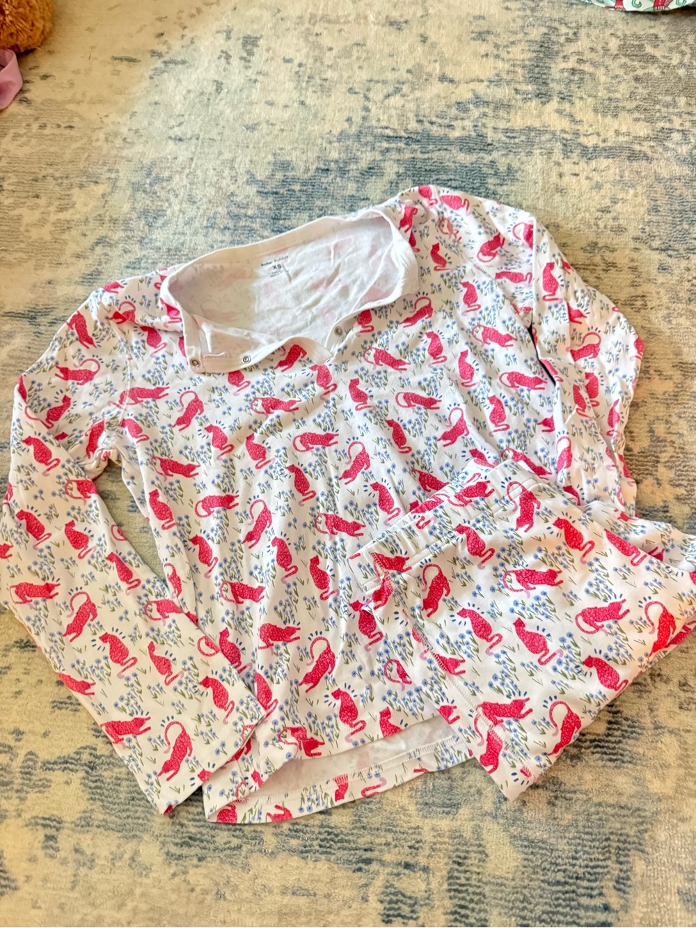 Roller Rabbit White Long-Sleeve Top with Pink Mermaid Print